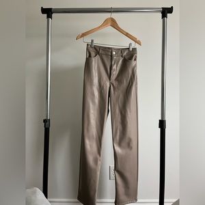 Faux beige leather pant